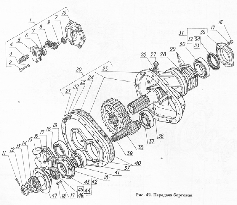 Механизм поворота и бортовая передача для вездеходов ГАЗ-73 ГТМУ