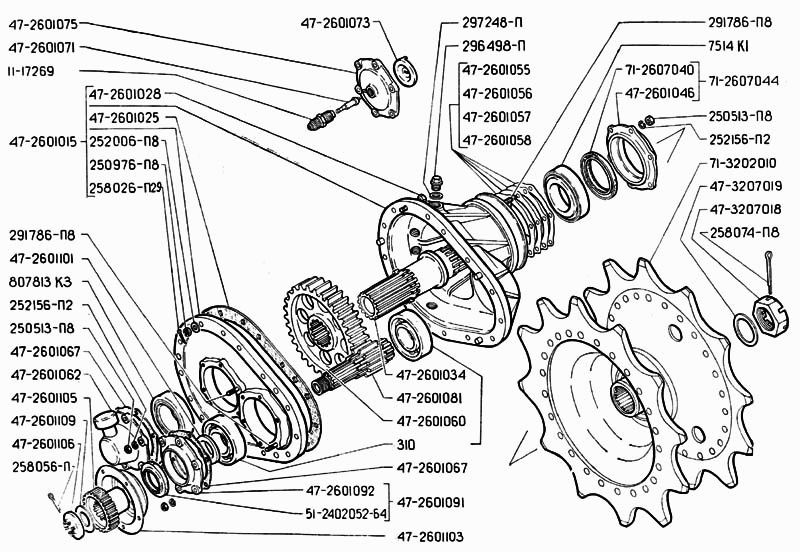 Механизм поворота и бортовая передача для вездеходов ГАЗ-71 ГТСМ